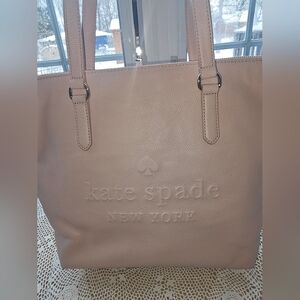 Kate Spade Larchmont Ave Logo Penny Pink Leather Large Tote WKRU5619